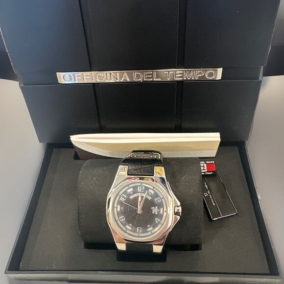 NEW Officina Del Tempo Black Leather Automatic Gents Watch - OT1028/20N main image 7